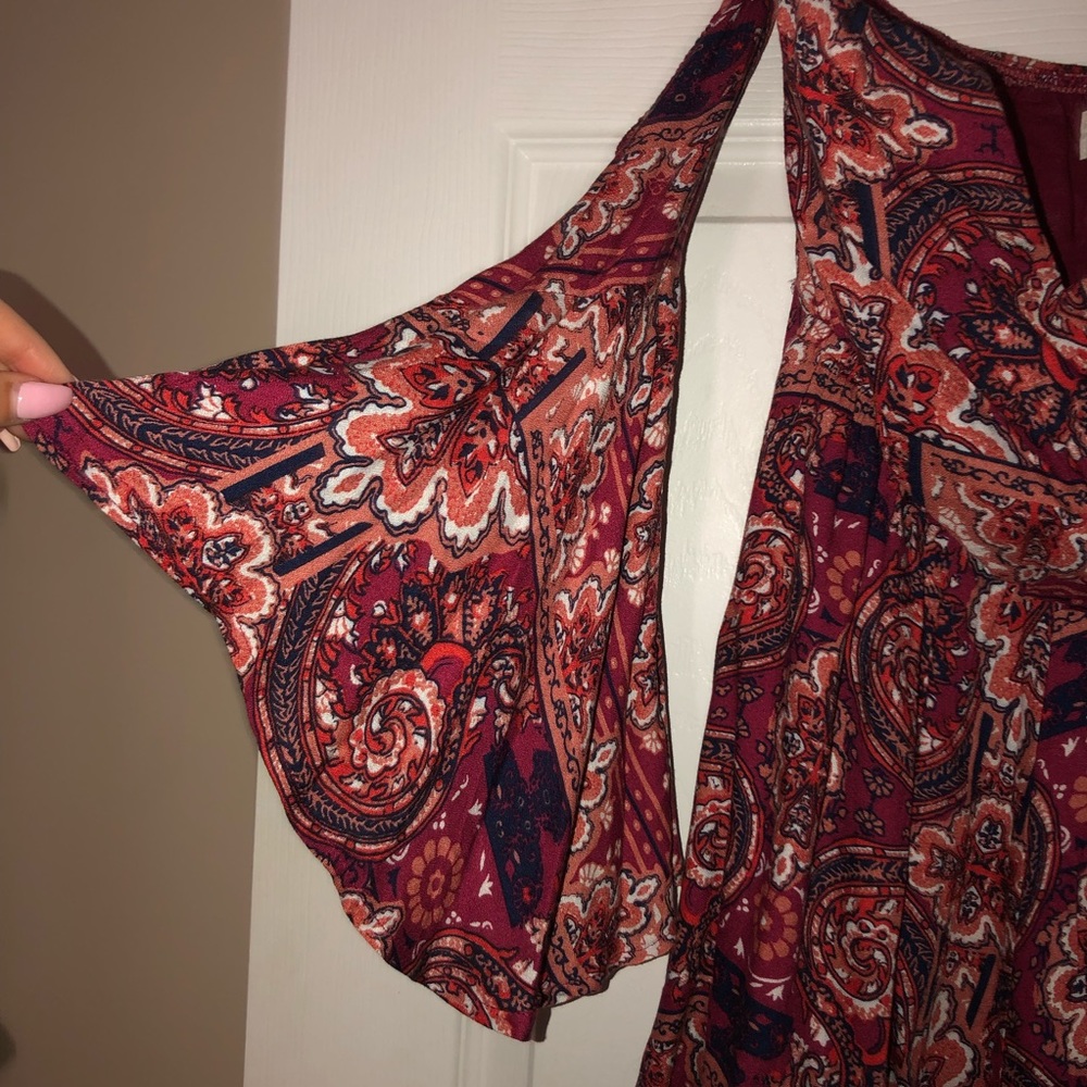 Pattern Tube V-Neck Romper with Choker - Picture 3 of 5